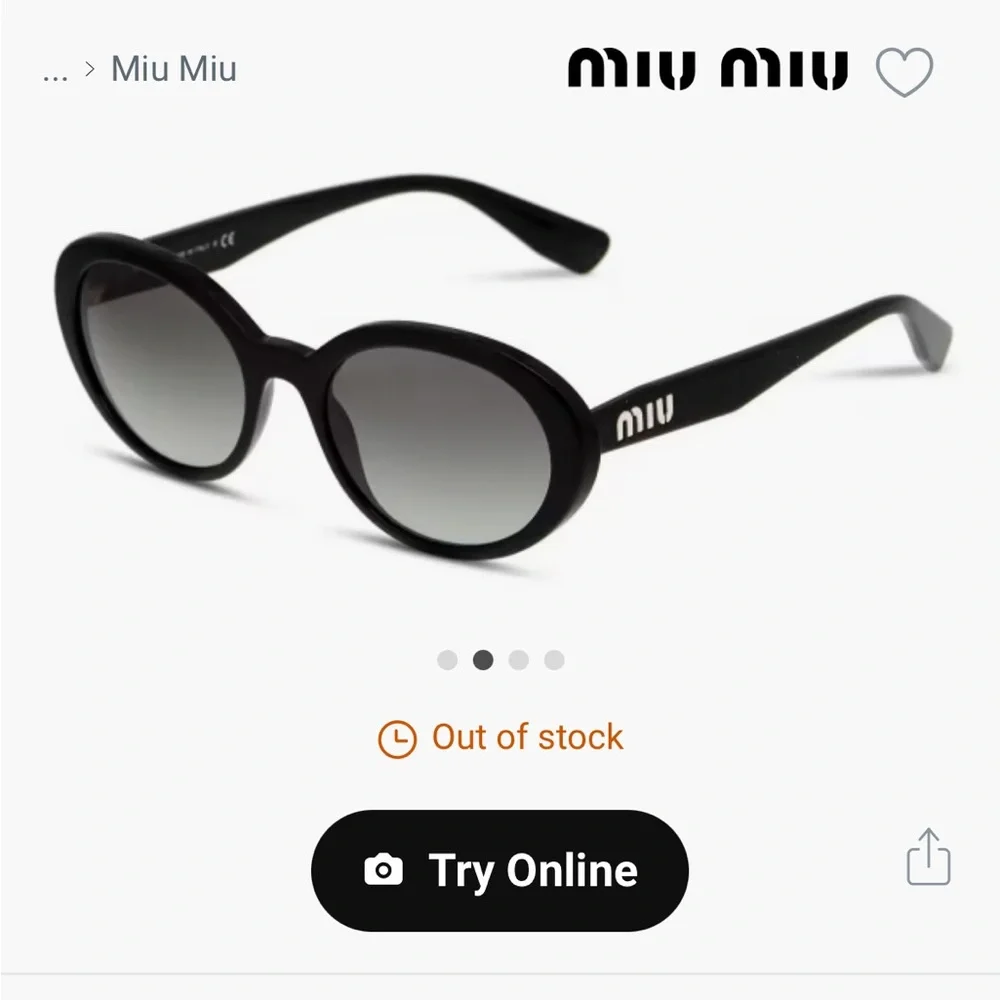 Miu Miu Black Oval Sunglasses Classic Design - Picture 2 of 4